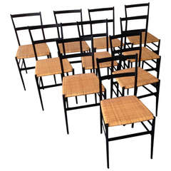 Rare Set of Ten No. 699 Superleggera Dining Chairs