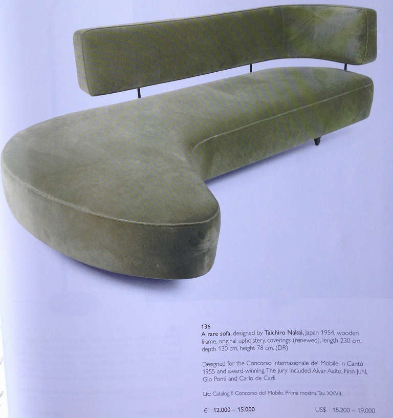 Mid-Century Modern Very Rare and Important Sofa by Taichiro Nakai
