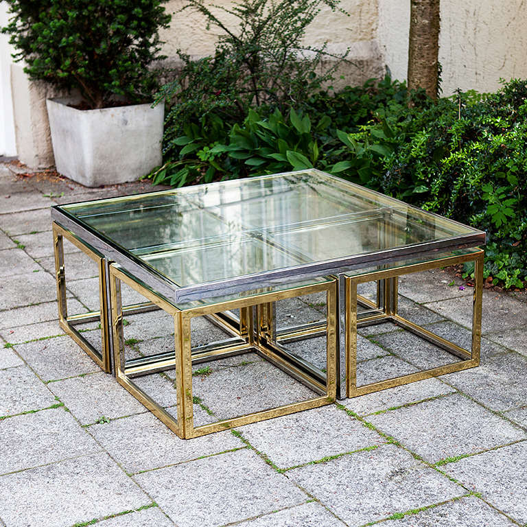 Bi Color Maison Charles Low Table with Four Nesting Tables