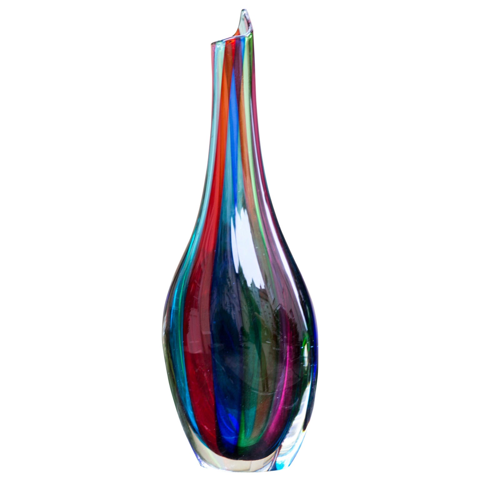 Vase aus Murano Muranoglas im Stil von Fulvio Bianconi und Venini im Angebot