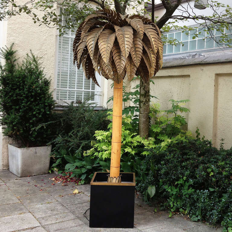 Huge Bamboo Palm Lamp by Maison Jansen
