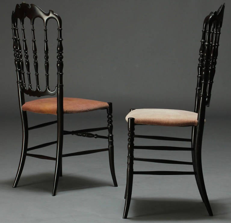 Mid-Century Modern Set of Six Chiavari Dining Chairs