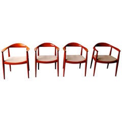 Set of Four Hans Wegner Round Chairs Johannes Hansen