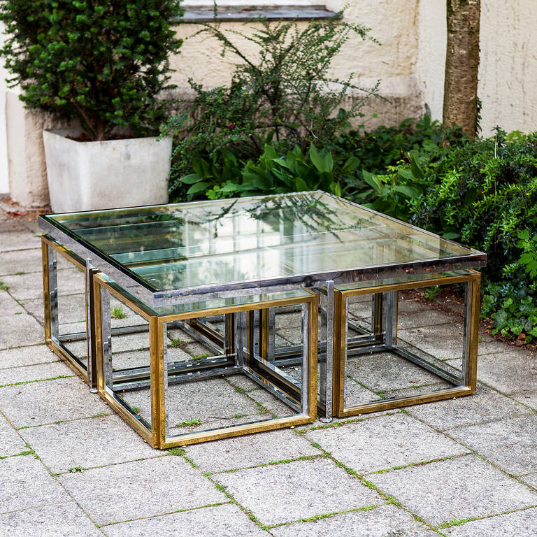 Bi Color Low Table by Maison Charles with Four Nesting Tables