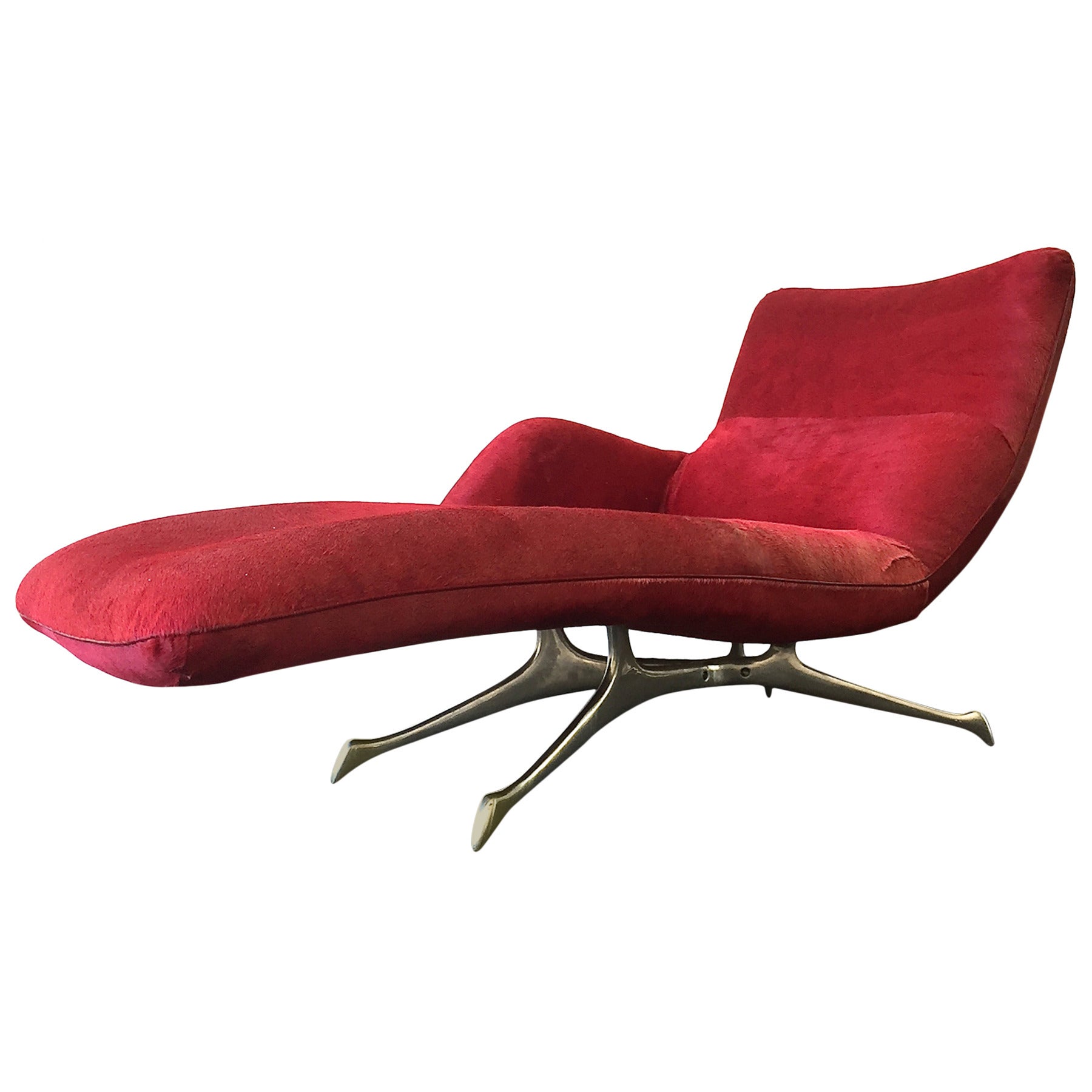 VK Chaise by Vladimir Kagan Covered in Red Fur