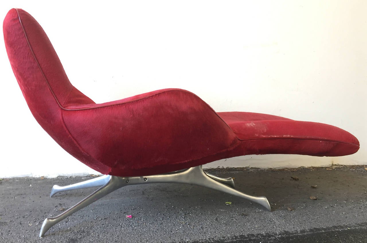 20th Century VK Chaise by Vladimir Kagan Covered in Red Fur