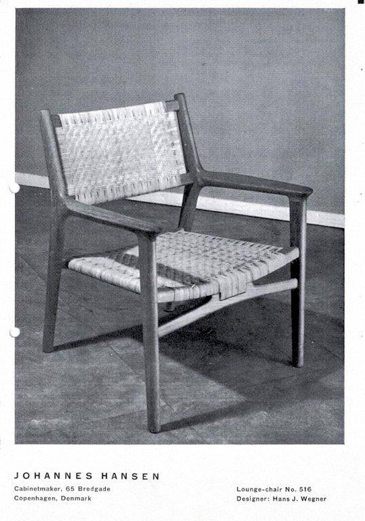 Hans J. Wegner for Johannes Hansen JH-516 Teak Cane Easy Chair, 1951 1