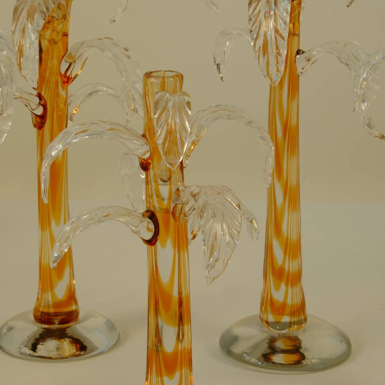 Italian Set of Five Palm Tree Candlehoders by Cenedese