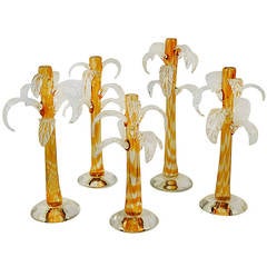 Vintage Set of Five Palm Tree Candlehoders by Cenedese