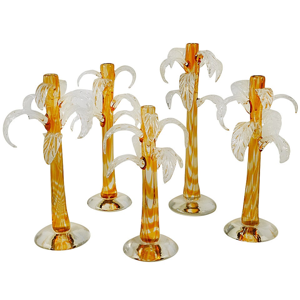 Set of Five Palm Tree Candlehoders by Cenedese
