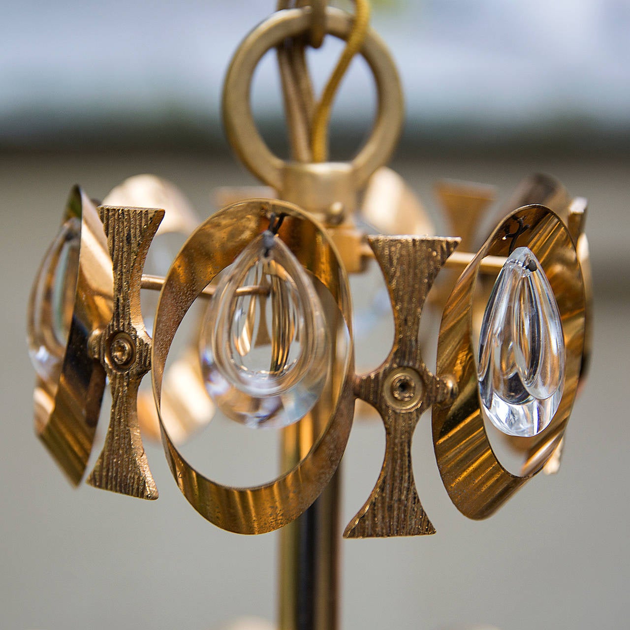 Gilded Brass and Crystal Chandelier by Palwa In Excellent Condition In Munich, DE