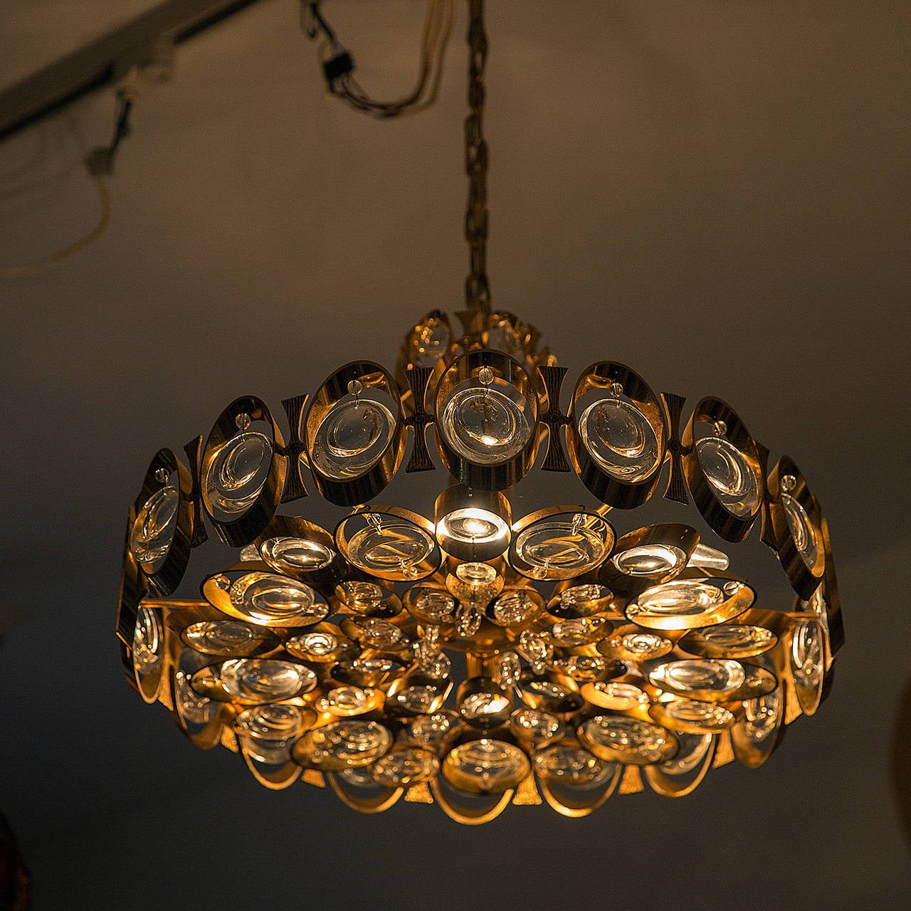 Gilded Brass and Crystal Chandelier by Palwa 1