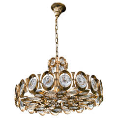 Gilded Brass and Crystal Chandelier by Palwa
