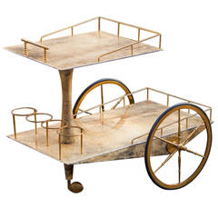 Impressive Aldo Tura Bar Cart Goatskin 11