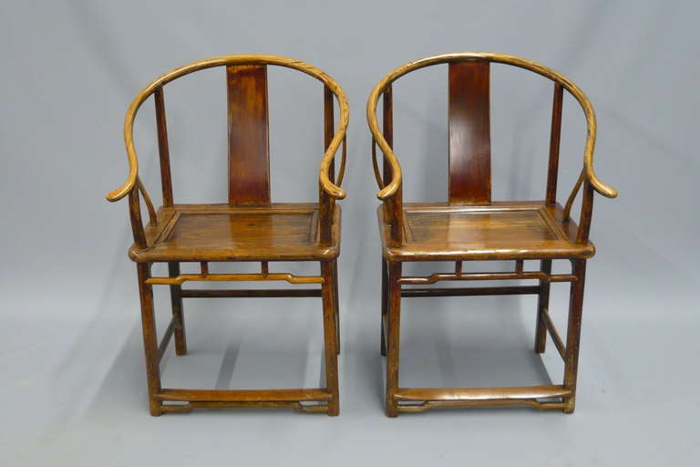 Pair Chinese Horseshoe Armchairs