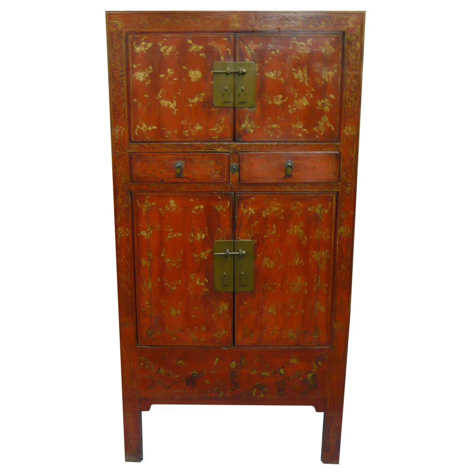 Chinese Painted Armoire For Sale