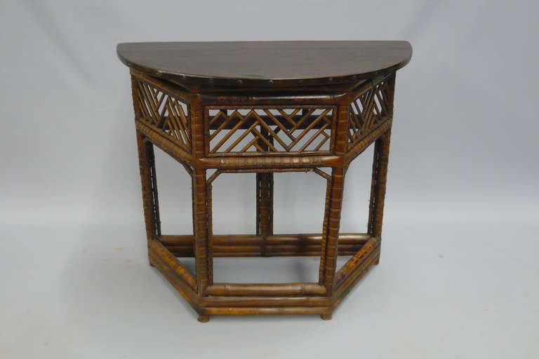 19th Century Bamboo Chinese Demi Lune Table