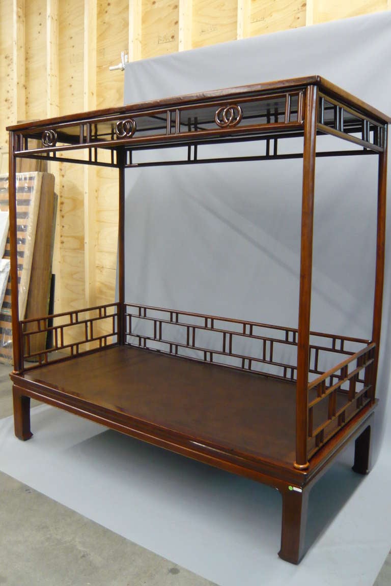 19th century Chinese canopy bed.  Qing Dynasty [1644-1912 ] in Elm Wood.