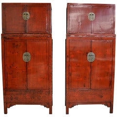 Antique Pair Early 19th Century Chinese Compound Cabinets