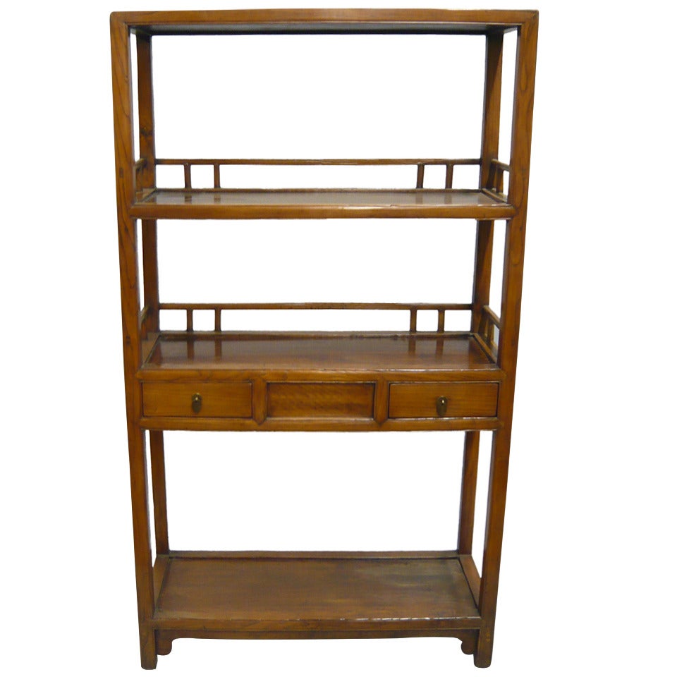 19th Century Chinese Elm Etagere For Sale