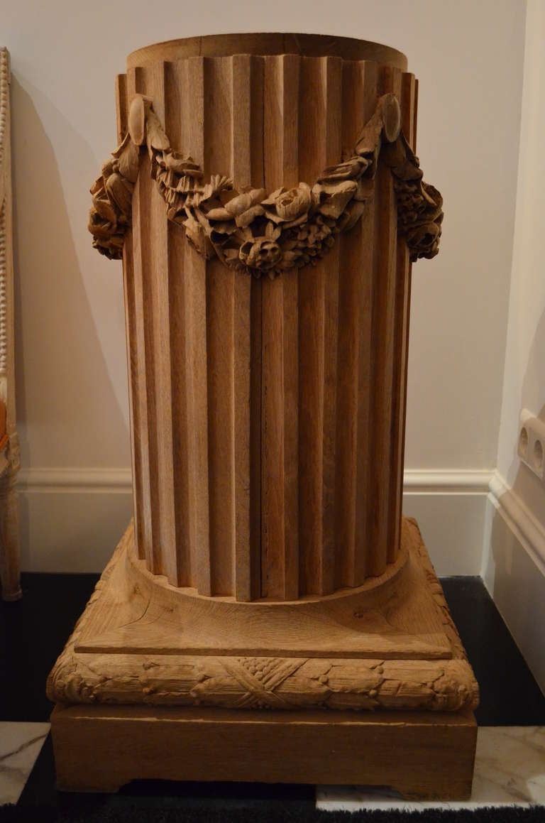 Oak Louis XVI Style Column