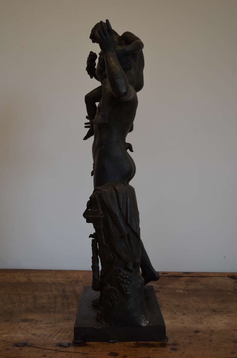 Italian Bronze Pan and the Infant Bacchus For Sale