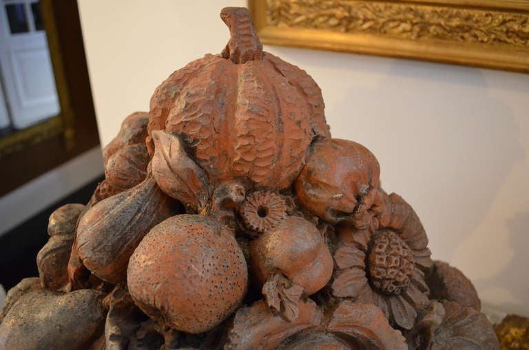 19th Century Pair of Terra Cotta Flower and Fruit Baskets For Sale