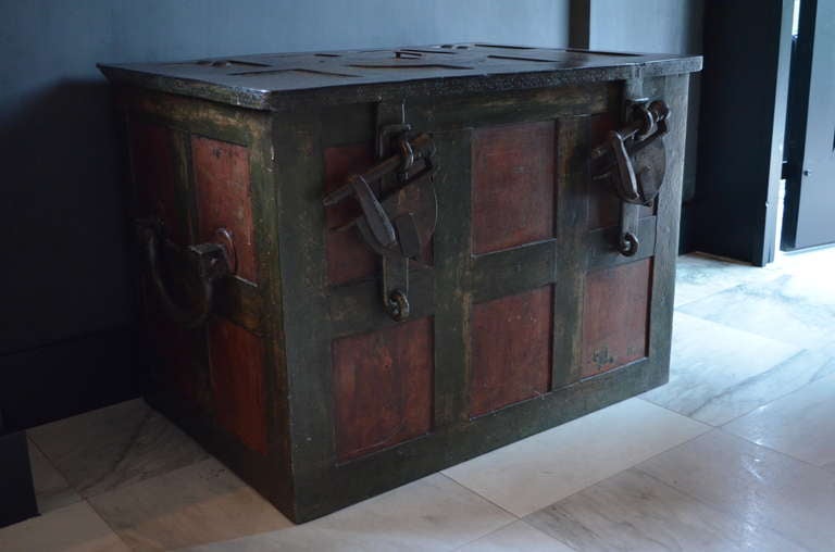 Spanish 19th C. Iron Stong Box