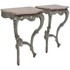 Pair of French Painted Wall Consoles