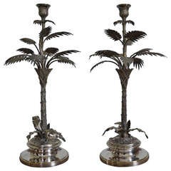 Pair of Victorian Palm Tree Candlesticks