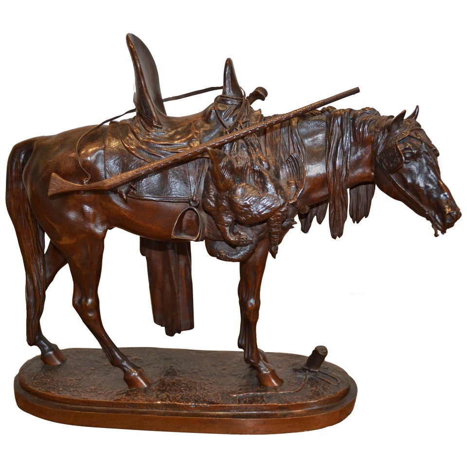 Bronze Horse Sculpture "Retour de Chasse" For Sale