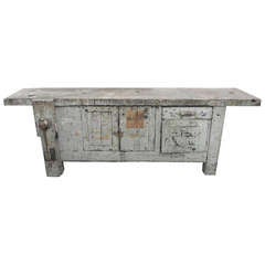 Vintage French Old Work Bench