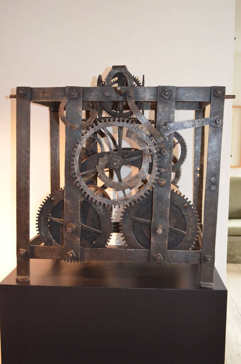 Part of Wrought Iron Tower Clock from a church tower.
signed and dated: Jonas Nordin 1855
This inscription is probably signed during the repairing, the clock is originaly from an earlier date probably 17th or 18th century.