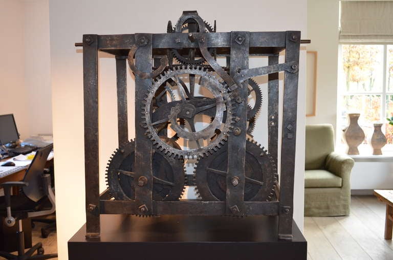 Part of Wrought Iron Tower Clock In Good Condition For Sale In Gravenmoer, NL