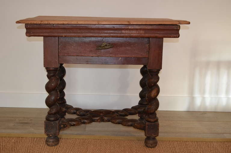 Dutch Painted Table with Turned Legs