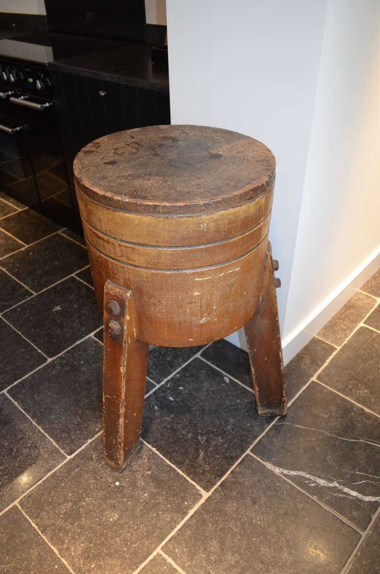 French Antique Butcher Block Table For Sale