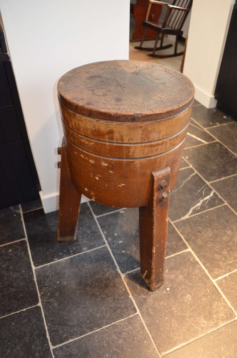 Antique Butcher Block Table In Good Condition For Sale In Gravenmoer, NL