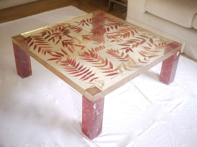 French Pierre Giraudon Resin Coffee Table For Sale