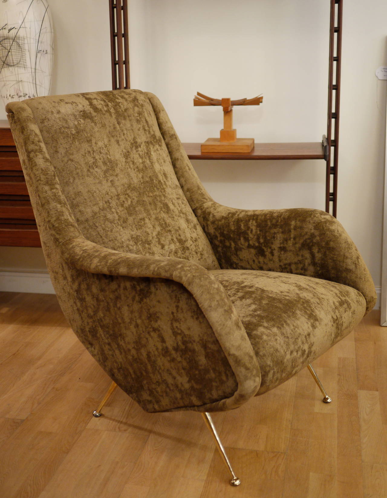 Mid-20th Century Pair of Itaian High Back ISA Arm Chairs