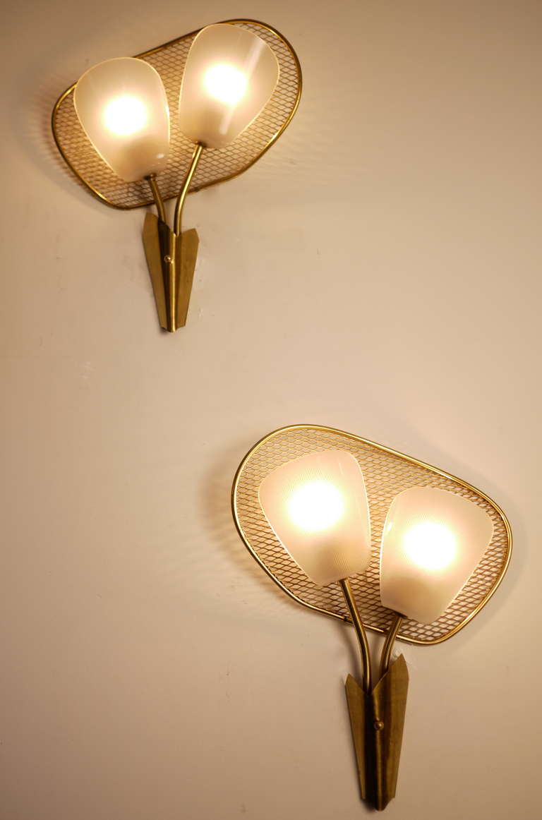 Mid-20th Century Pair of French Sconces in the Style of Mathieu Matégot