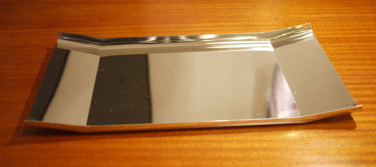 An inox steel tray designed by Enzo Mari for Danese, Milan. Signed.