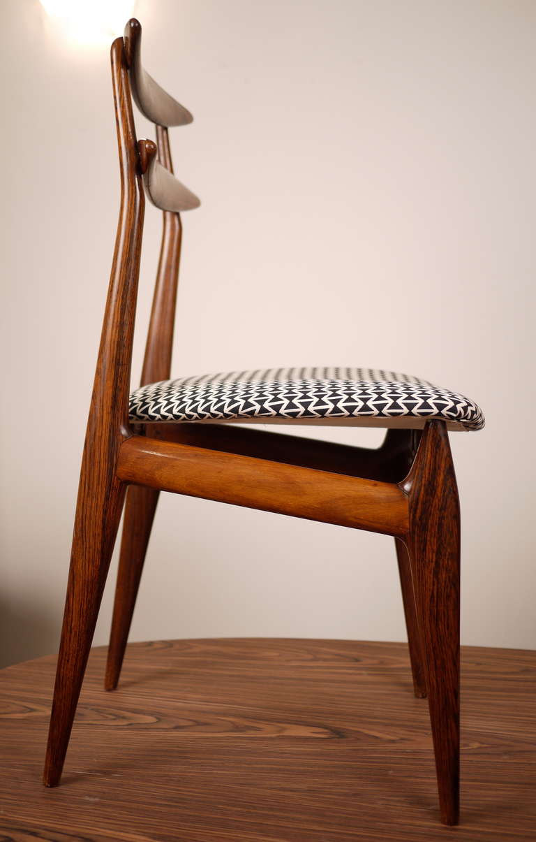 Mid-20th Century Set of Six 1940 Italian Jacaranda Chairs in the Style of Ico Parisi