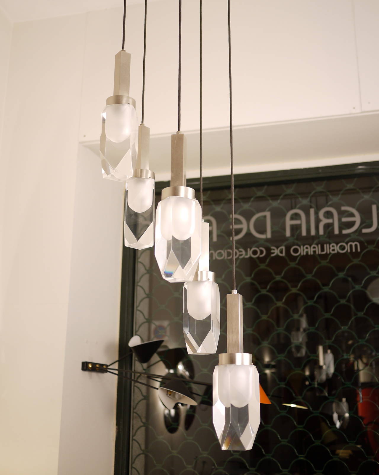 Plexiglass Stilnovo Five-Pendant Ceiling Lamp