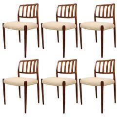 Set of Six No 83 Rosewood Dining Chairs by Niels O. Moller