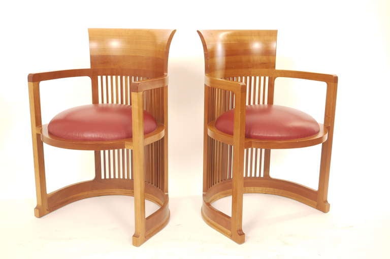 American Pair of  Frank  Lloyd Wright Barrel Chairs