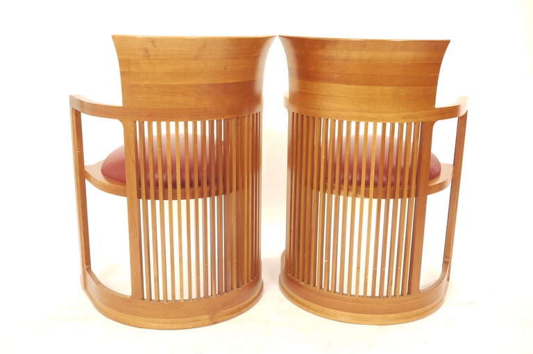 Mid-20th Century Pair of  Frank  Lloyd Wright Barrel Chairs