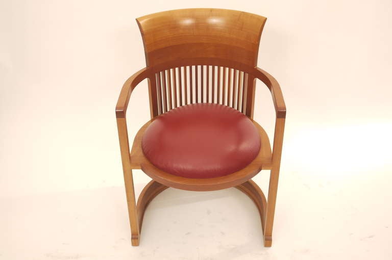 Leather Pair of  Frank  Lloyd Wright Barrel Chairs