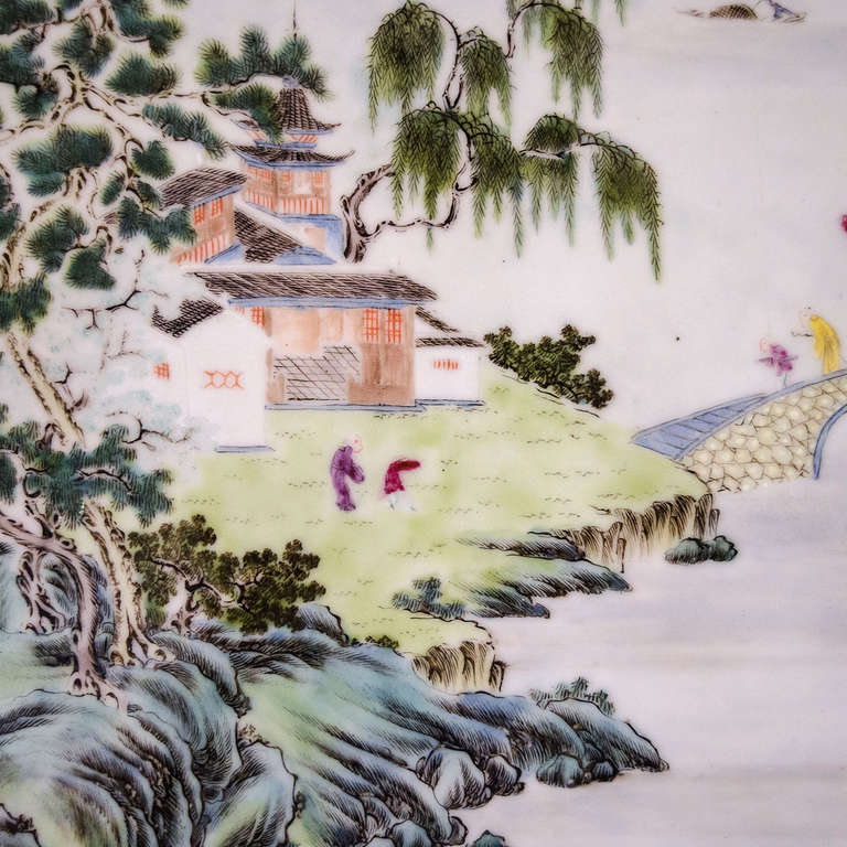 Set of Two Famille Rose Enameled Porcelain Plaques