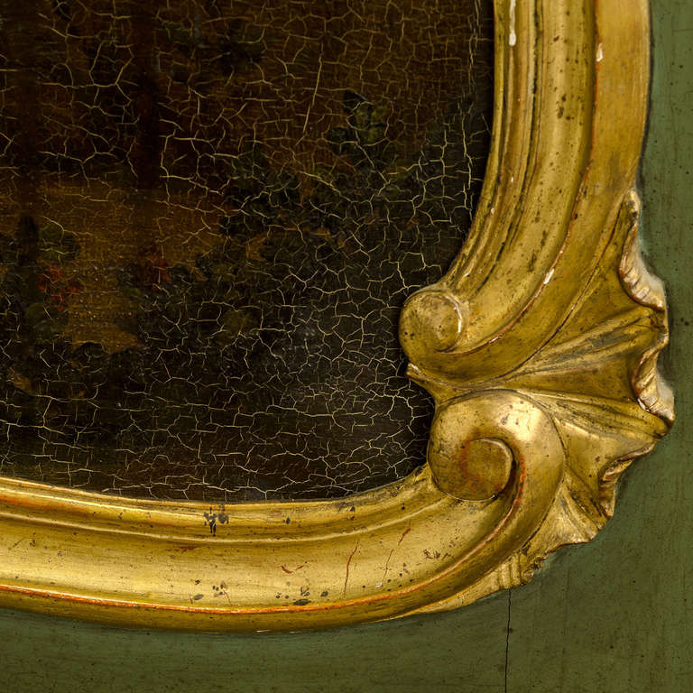 19th Century Trumeau Mirror and Painting