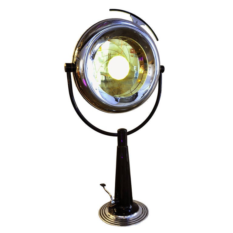 The Aperture Lamp is probably one of the most luxury lamps on earth. 30,000 hand-inlaid Swarovski crystals reflect the indirect light and shines through a brass aperture.
This very impressive, one off made, polished stainless steel lamp has been